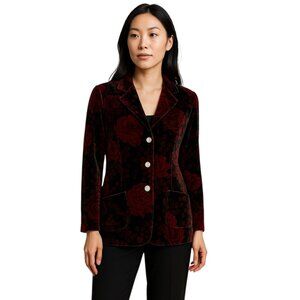 Monsoon Twilight Velvet Burnout Rose Jacket – Silk Blend  – Missing Tag – Vintag
